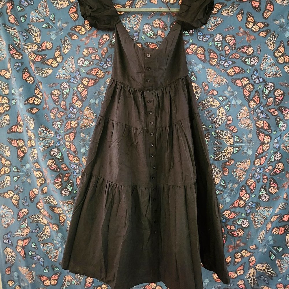Moodie Off Shoulder Large Skirt Black Dress Small - Picture 7 of 9